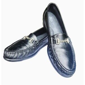 SAS Metro Leather Loafer Women's Sz 9 S Horse Bit Black Patent Comfort Slip On